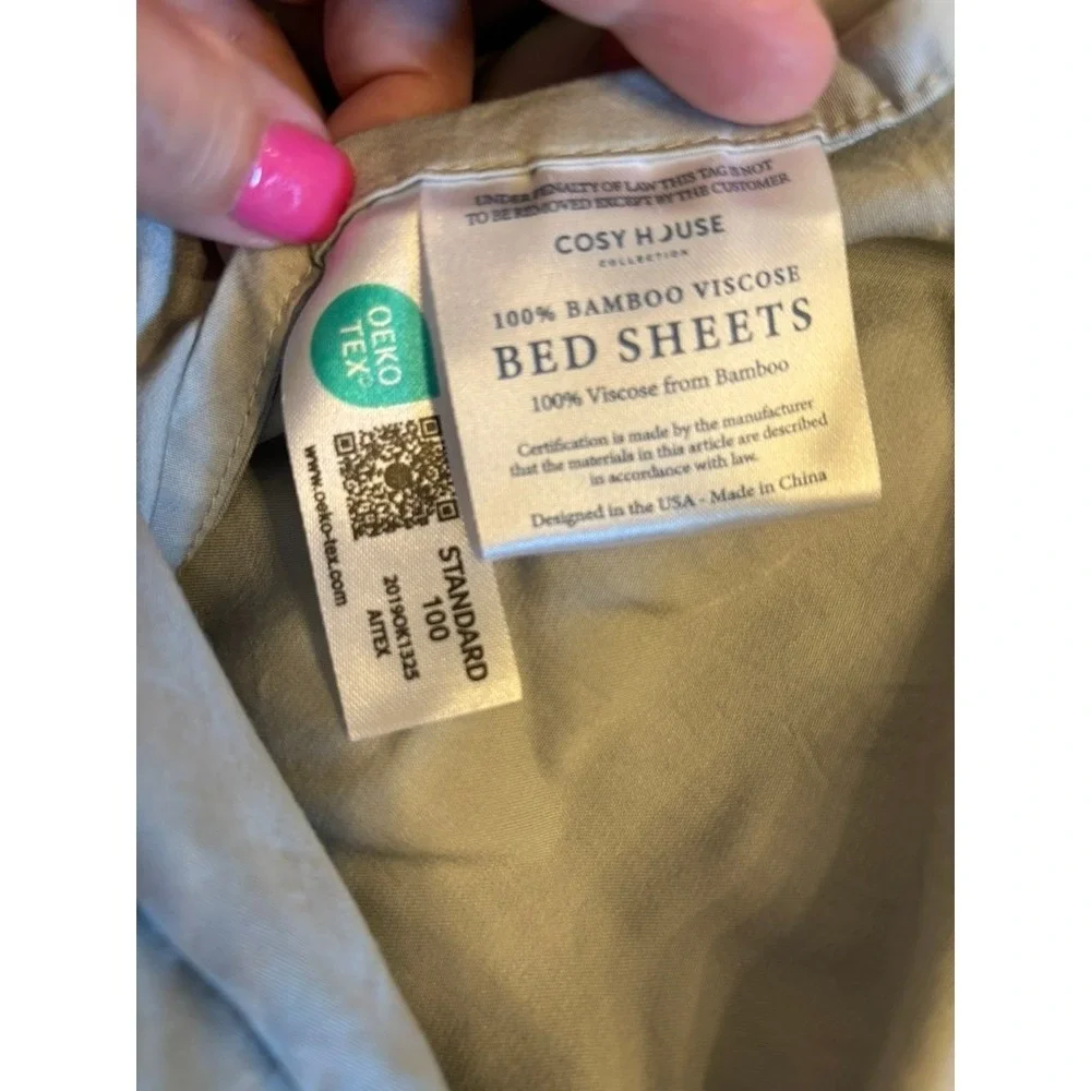 Cosy House Collection Bed Sheet Set Queen Size Gray 100% Bamboo Viscose 4pc Soft
